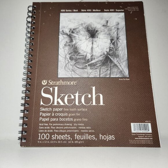 NEW Strathmore 400 Series Sketch Paper Pad 9x12 9" x 12" 60lb/89gsm 100 sheets A - Picture 1 of 4